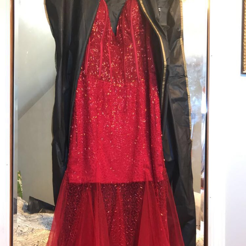 2022 PROM DRESS Jovani Red Sparkle Dress with Shoes